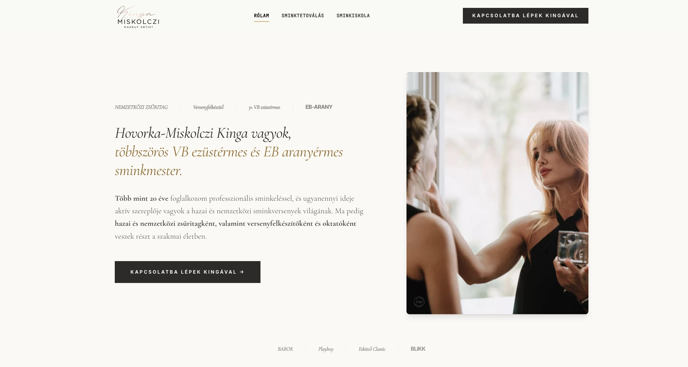 A professional website for Kinga, a European and World Championship makeup master